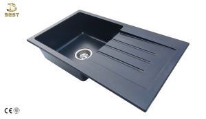 Granito resistente a los arañazos gran oferta fregadero de granito de un solo cuenco de alta calidad negro para el hogar Baño cocina uso sin grifo - Product Image 2