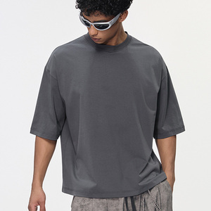 Camiseta Blanca para Hombre, 72% Algodón, 28% Sorona, Corte Cuadrado, Oversize, 240GSM, Secado Rápido, para Deportes al Aire Libre - Product Image 3