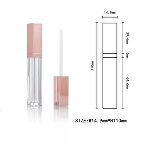 Etiqueta privada Cuadrado Plástico Oro Negro Brillo de labios Frascos Botella 5ml Espejo de luz vacío Colores brillantes para cosméticos Serigrafía - Product Image 4