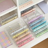 Carnet à feuilles mobiles transparent en PVC, style coréen, inspiré d'Instagram, format A6, couverture à double boucle, reliure 6 trous, couleurs bonbon