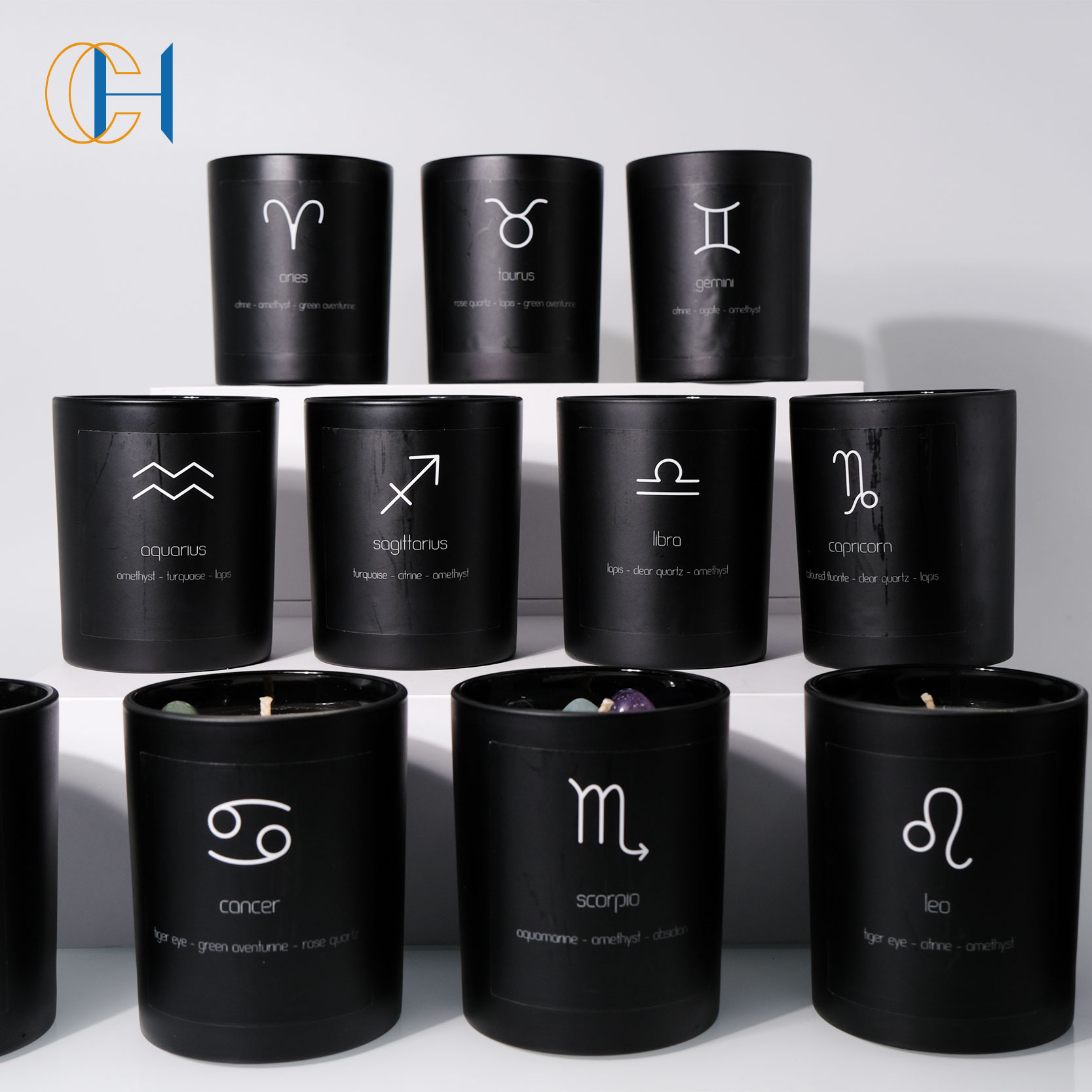 12 Pack Black Glass Scented Votive Candle Set For Aromatherapy