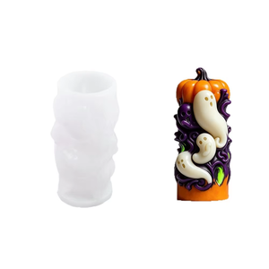 Moule à bougie en silicone Halloween 3D Citrouille et Fantôme, antiadhésif, réutilisable, blanc, outil d'artisanat - Product Image 6