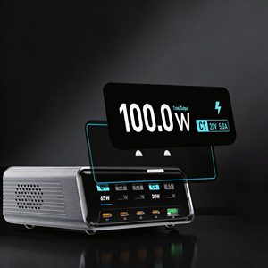 100W GaN Desktop Charging Station With Digital Display 5 Ports Multi USB PD Fast <b>Charger</b> US EU UK AU Universal <b>Plug</b> Power Hub - Product Image 4