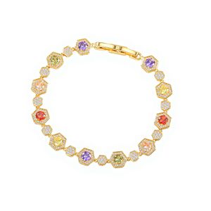 Hexagon Colorful <b>Crystal</b> <b>Bracelet</b> Zinc Alloy Bezel Setting Party Jewelry - Product Image 5