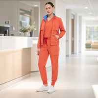 Ensemble de tenue médicale unisexe 3 pièces : veste de maintien au chaud doublée en maille, haut à col en V, pantalon jogger – Uniforme d'hôpital, vêtements de travail médicaux personnalisables avec logo