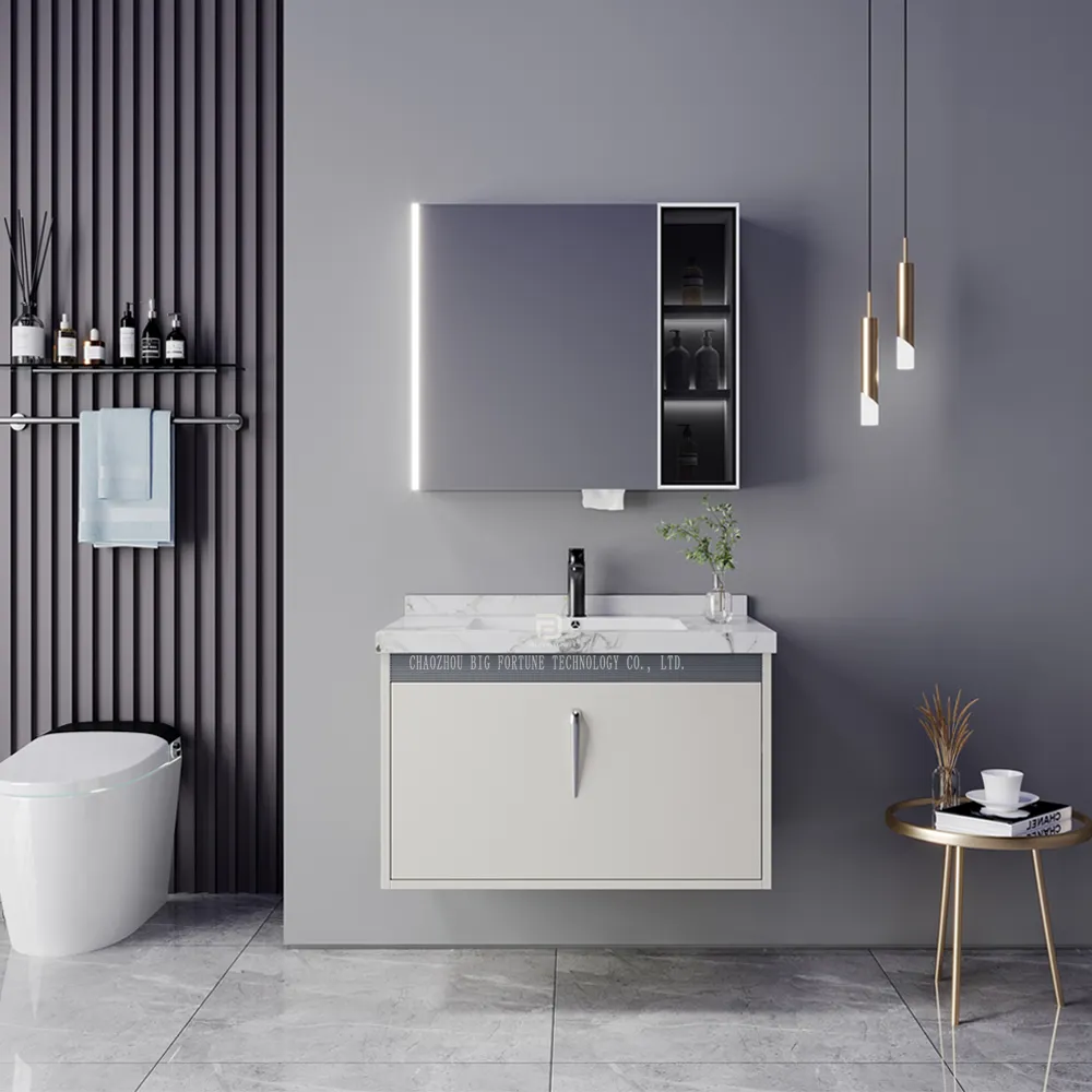 Badezimmermöbel im luxus europäischen Stil wandmontage verspiegelter Badezimmer-Vanierschrank aus Spielholz zum Verkauf