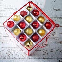 Boîte de rangement transparente pour ornements de Noël, 64 grilles, conteneur de rangement pour décoration de vacances avec séparateur