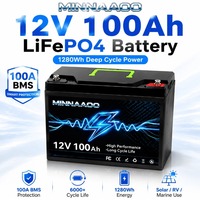 Paket Baterai LiFePO4 12V 50Ah Isi Ulang Siklus Dalam dengan Kabel Pengisi Daya untuk Sistem Tenaga Surya, Berkemah, dan Cadangan Daya
