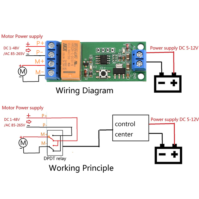 BSSY)CE032 Motor Reverse Polarity Module Time Adjustable Delay Relay 2A Drive Current Signal Generator 5V 6V 9V 12V