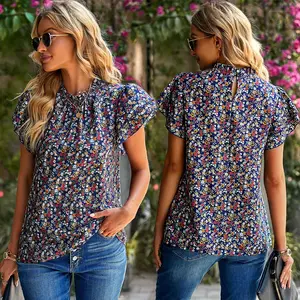 Verano 2023 2024, ropa de mujer, blusas florales de manga corta para mujer, Tops elegantes, ropa para mujer