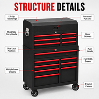 Armoire à outils roulante en acier robuste avec serrure à clé, capacité de charge élevée, rangement portable pour garages et mécaniciens