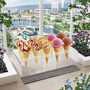 Soporte de cono de helado de 10 agujeros de acrílico transparente moderno para exhibir conos de nieve Sushi rollos de mano palomitas de maíz patatas fritas dulces - Product Image 6