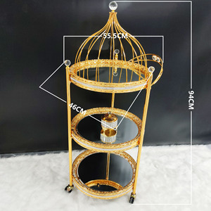 2025 New Arrival Tùy Chỉnh Phong Cách Châu Âu Kim Loại Khách Sạn Thanh Giỏ Hàng Xe Đẩy Vàng Thanh Di Động Giỏ Hàng Cho Các Bên Với Bánh Xe - Product Image 6