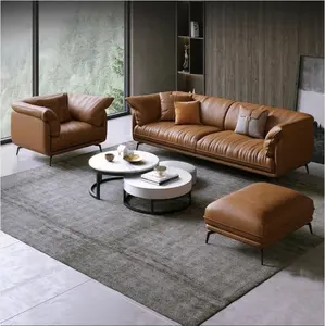 Desain mewah 2 dudukan sofa Italia kulit sofa ruang tamu set sofa bersekat furnitur untuk dijual