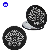 Nouveautés Miroir de poche compact portable en similicuir laserable double face rond pour le maquillage