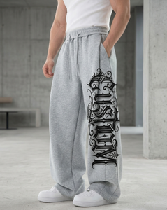 Custom 300gsm Heavyweight 100% Cotton <strong>Baggy</strong> Wide Leg <strong>Men</strong> Sweatpants OEM Streetwear <strong>Joggers</strong> - Product Image 2