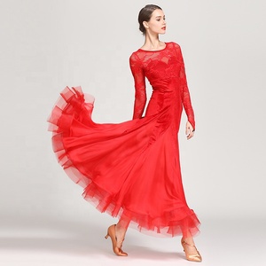Vestido de <span class=keywords><strong>baile</strong></span> moderno de manga larga de encaje Vestido de <span class=keywords><strong>baile</strong></span> de vals estándar nacional Big <span class=keywords><strong>Swing</strong></span> - Product Image 3