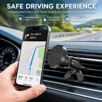 Support magnétique pour téléphone de voiture à clipser sur grille d'aération, 6 aimants, logo à rayures diagonales, base de verrouillage latérale à bouton, plaque métallique, mini, rotation à 360°
