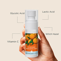 Spray Tonifiant Éclaircissant à la Vitamine C, à l'Hamamélis, à l'Acide Glycolique et à l'Acide Lactique, Brume Hydratante pour le Visage, pour Peaux Ternes et Affinage des Pores
