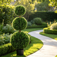 En gros, Arbre topiaire artificiel à trois sphères en pot, en buis synthétique, pour extérieur, jardin, patio, villa, remise de diplôme