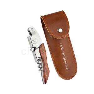 Ouvre-bouteille <span class=keywords><strong>en</strong></span> cuir et <span class=keywords><strong>bois</strong></span> de rose, grande taille, <span class=keywords><strong>en</strong></span> acier inoxydable, jeu de pochettes et poignée <span class=keywords><strong>en</strong></span> <span class=keywords><strong>bois</strong></span> - Product Image 1