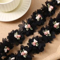 AFFNINTY Schneider materialien und Zubehör 3d Chiffon Flower Handmade Rose Lace Trim Bekleidungs zubehör für Party kleid