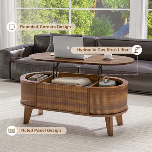 Table basse relevable moderne SENYU avec rangement, structure en bois, design mi-siècle, meubles de salon - Product Image 4