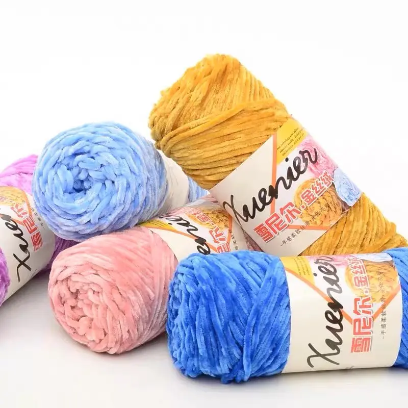 Hand knitting thick bulky crochet yarn 100% polyester bernat chunky blanket velvet yarn chenille