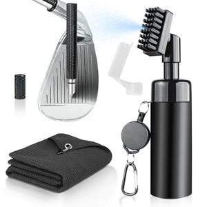 <b>Golf</b> Club Cleaning Kit-<b>Golf</b> Groove Sharpener Retractable Clip Metal Material Includes Towel Water Brush Spray Bottle <b>Golf</b> - Product Image 1