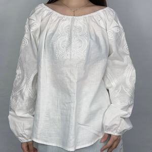 Camisas Casuales de Manga Larga para Mujer, Blusa Bordada, Tops de Verano - Product Image 1