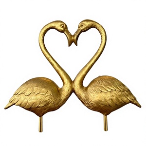 Elegante Escultura de Pareja de Flamencos de Latón, Figura Romántica de Aves, Estatua Decorativa de Flamenco de Metal, Decoración de Lujo para Mesa de Hogar u Oficina - Product Image 6