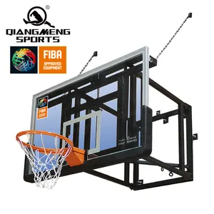 Super Quality Height Adjustable Outdoor Basketball Stand tempered glass backboard wall- mounted by manual