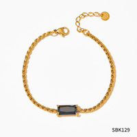 Ensemble collier et bracelet unisexe en zircon émeraude, acier inoxydable 316L, plaqué or 18 carats PVD, résistant à l'eau, sans ternissement, bijoux de luxe