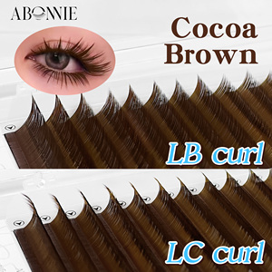 Abonnie Wholesale 003 Extensiones de Pestañas Marrones de Volumen C <span class=keywords><strong>D</strong></span> LJ LB LC LD Curl, Bandejas de Extensiones de Pestañas Marrones Sueltas de Fibra Mate Cachemira - Product Image 2