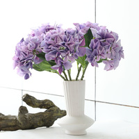 Hydrangea artificielle française imprimée en 3D, branche unique, tête de fleur de 16 cm, 28 fleurs, hydrangea en soie pour la décoration de table, d'événements et de fêtes