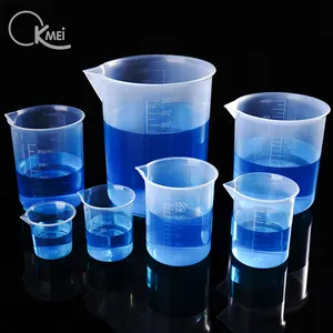 Uso de laboratório 25ml 50ml 100ml 150ml 250ml 500ml 1000ml graduados copos de beaker de plástico