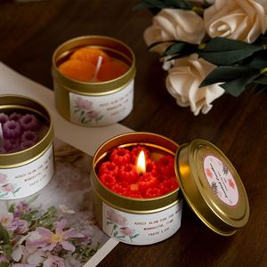 Creative Fruit Shaped Scented Candle In Gold Tin Can Smokeless Soy Wax Candle For Bedroom Home Atmosphere Table Decor - Product Image 2