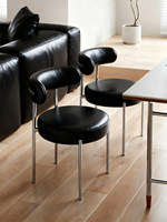 Chaise de salle à manger Bauhaus en acier inoxydable, confortable, moderne, de luxe léger, avec dossier simple et décontracté
