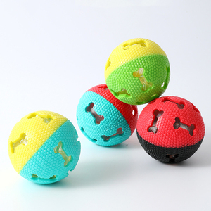 Durable Squeaky TPR Toy Bite Chew Pet Cat <b>Dog</b> Chew Toy <b>Ball</b> With Teeth Clean Toy - Product Image 1