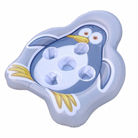 Jeu de société gonflable en PVC en forme de pingouin avec plateau perforé pour l'interaction parent-enfant, jeu de tic-tac-toe XO