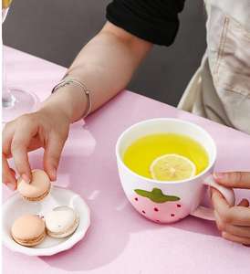 Service de vaisselle en céramique Série Fraîcheur Fraise – Bol à soupe et assiette mignons, résistants au four, style moderne pour la cuisine domestique - Product Image 5