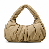 Sac à bandoulière matelassé personnalisé avec logo pour femme, sac hobo en nylon léger, sac fourre-tout demi-lune, sac à main décontracté et tendance