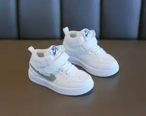 Zapatos blancos para niños y niñas, zapatillas deportivas antideslizantes de suela blanda, informales, para Primavera, 2023