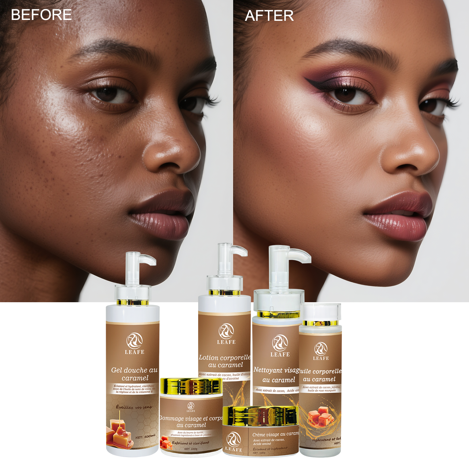 Private Label Caramel Whitening Skincare Set Body Lotion Care Products Repair Face Cream Skin Care Set Beauty Products