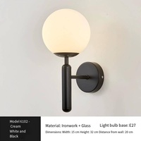 Lampu Dinding Globe Mid Century dengan Alas Logam, Lampu Dinding Sederhana untuk Kamar Tidur, Samping Tempat Tidur, Kamar Mandi, Dekorasi Latar Belakang