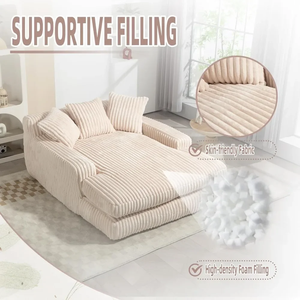 Oversized Chaise Lounge Chair Comfy Plush Cloud Couch Modern <b>Sleeper</b> Chair Corduroy Loveseat Vacuum Compression Set - Product Image 4