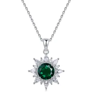 Collier Carline en plaqué or 18 carats, émeraude cultivée en laboratoire, argent 925, zircon, trèfle à feuilles, fleur, nœud, pendentif, bijoux de luxe, vente en gros