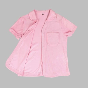 Camisa de Pijama Personalizada de Alta Calidad para Hombre, Tela de Toalla Rosa, Bordado de Estrellas, Manga Corta, Personalizada - Product Image 3