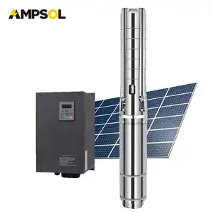 AMPSOL 6 Inch 380V 15Hp 15 Hp 11000W Ac Dc Solar Deep Well Submersible Borehole Water Pump