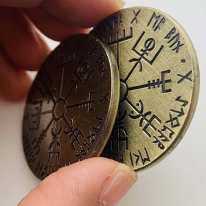 Runa vikinga y Cthulhu Mythos Moneda de doble cara WJB32 Solomon Sun Seal bronce antiguo chapado oculto coleccionable - Product Image 6